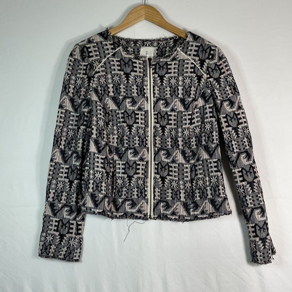 Anthropologie Hei Hei Faifo Jacquard Aztec Print Jacket Blue White‎ Pink Size 10